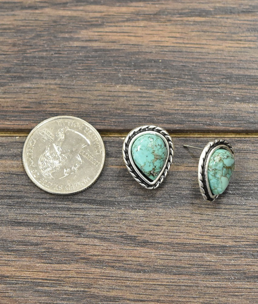 Gypsy Teardrops Turquoise Stud Earrings