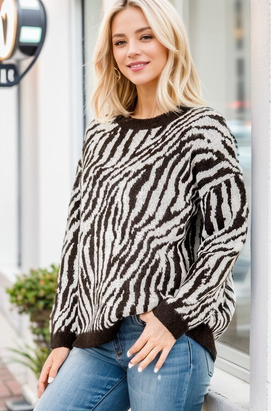 Black and White Safari Ready Sweater