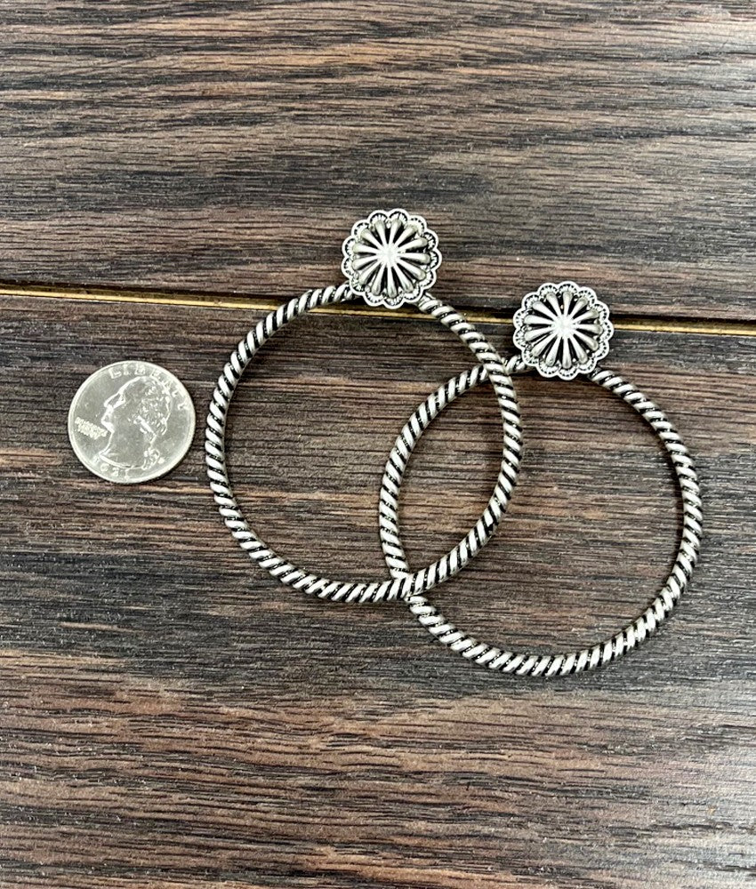 Concho Hoop Stud Earrings