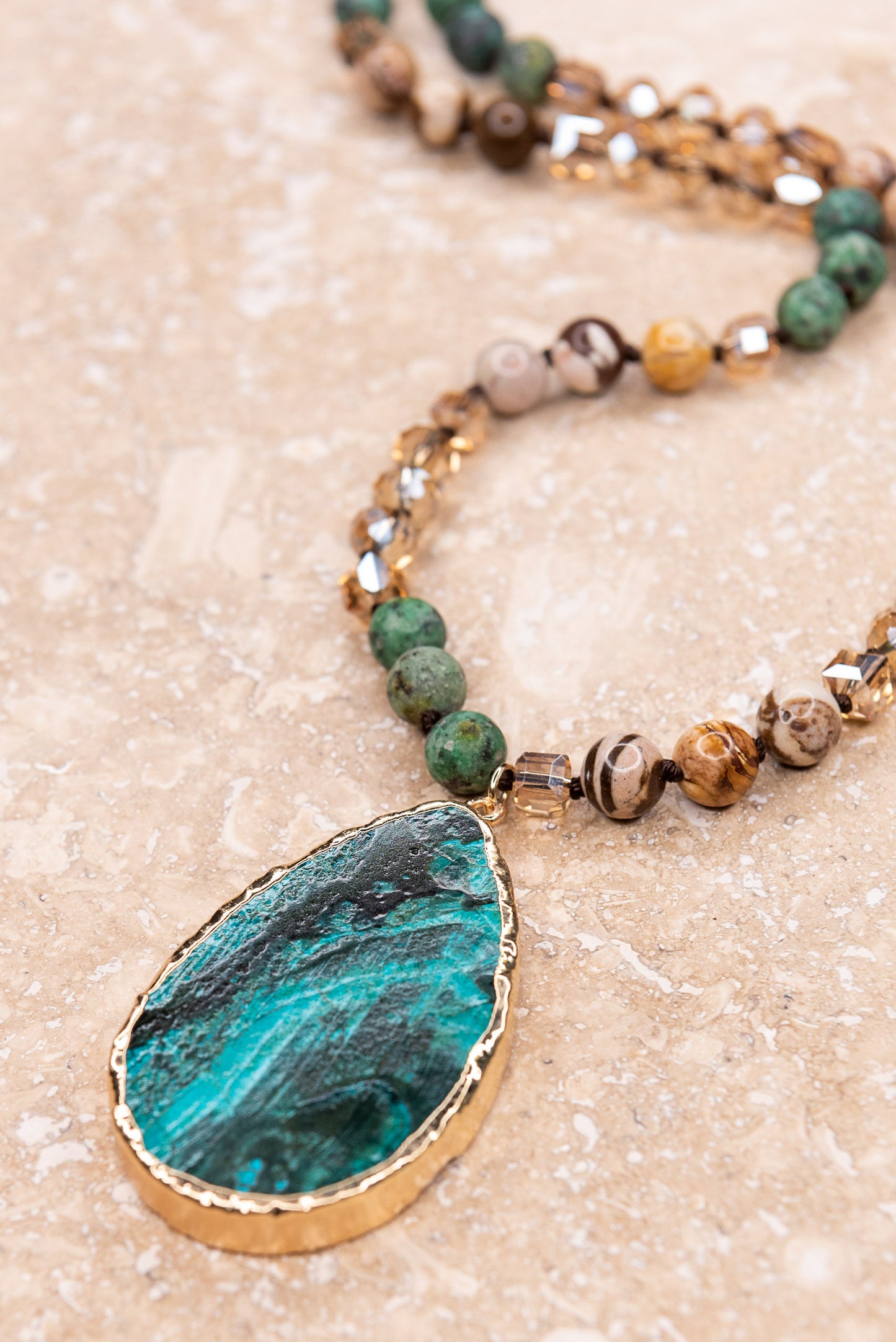 Sabrina Long Stone and crystal necklace