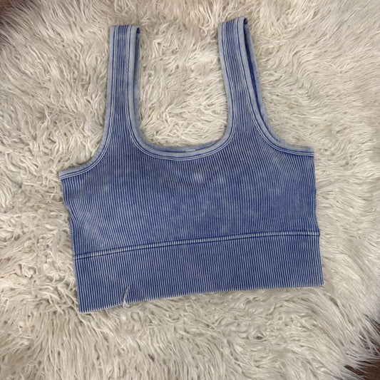 Essential Ribbed Brami – Light Indigo Washed Seamless with Bra Pads