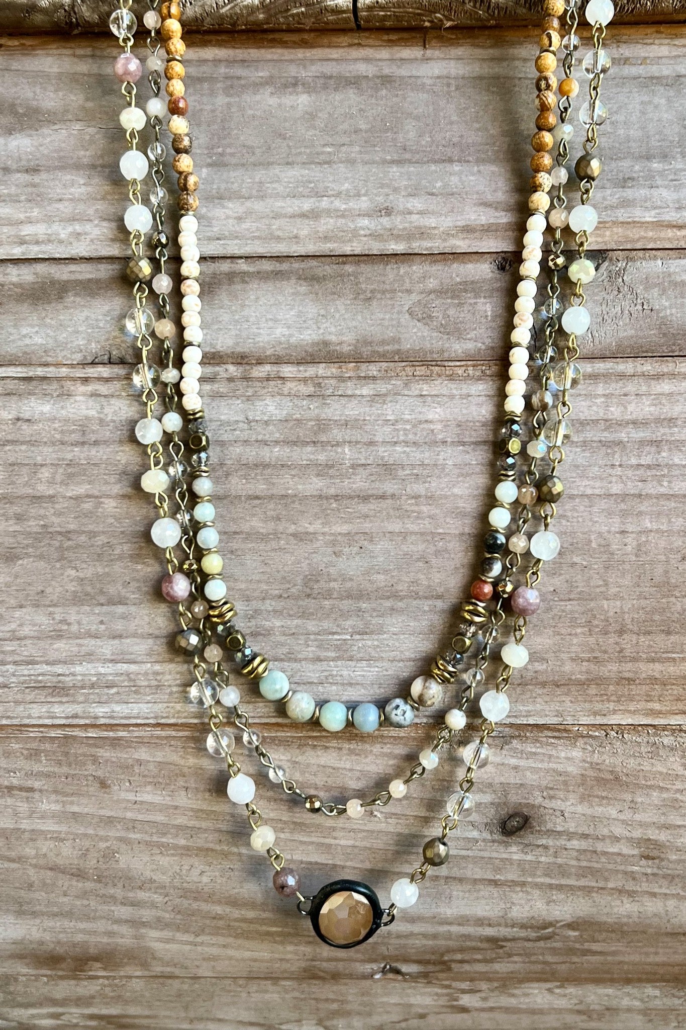 Justina Layered Mixed stone and metal necklace