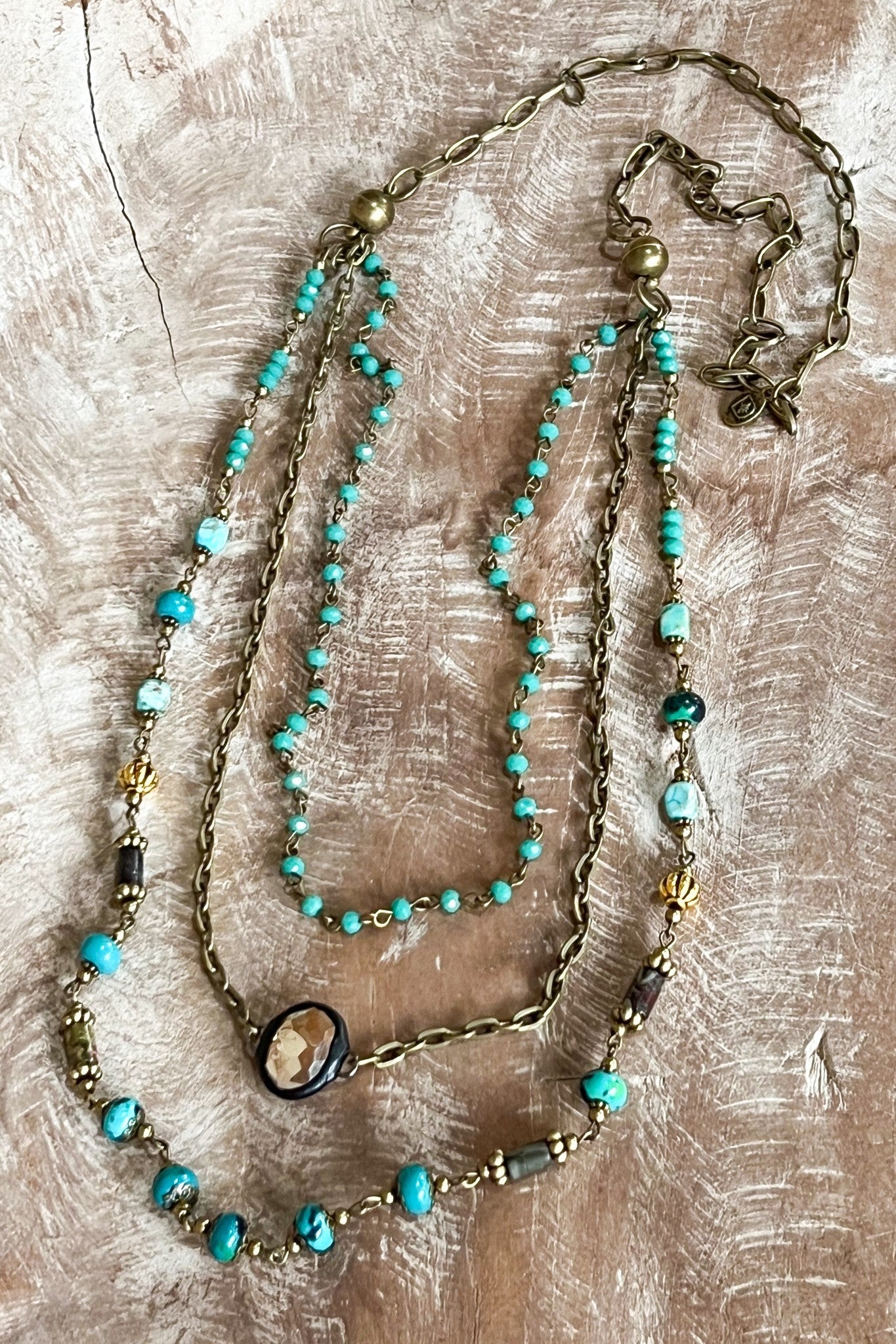 Justina Layered Mixed stone and metal necklace