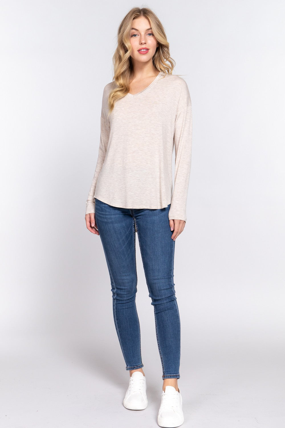 Essential V-Neck Dolman Top – Oatmeal