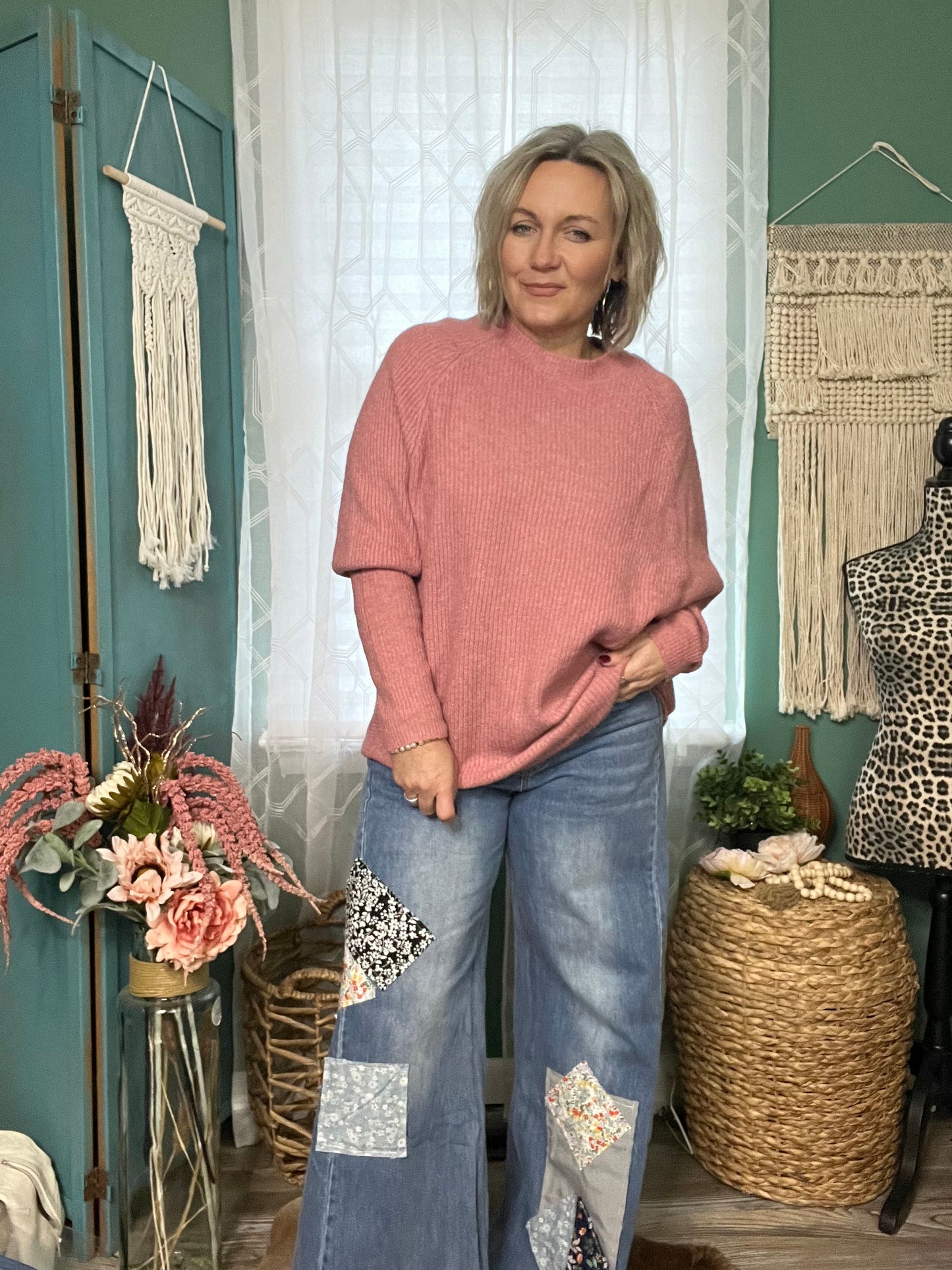 Let's Rose Cozy Chic Dolman sweater