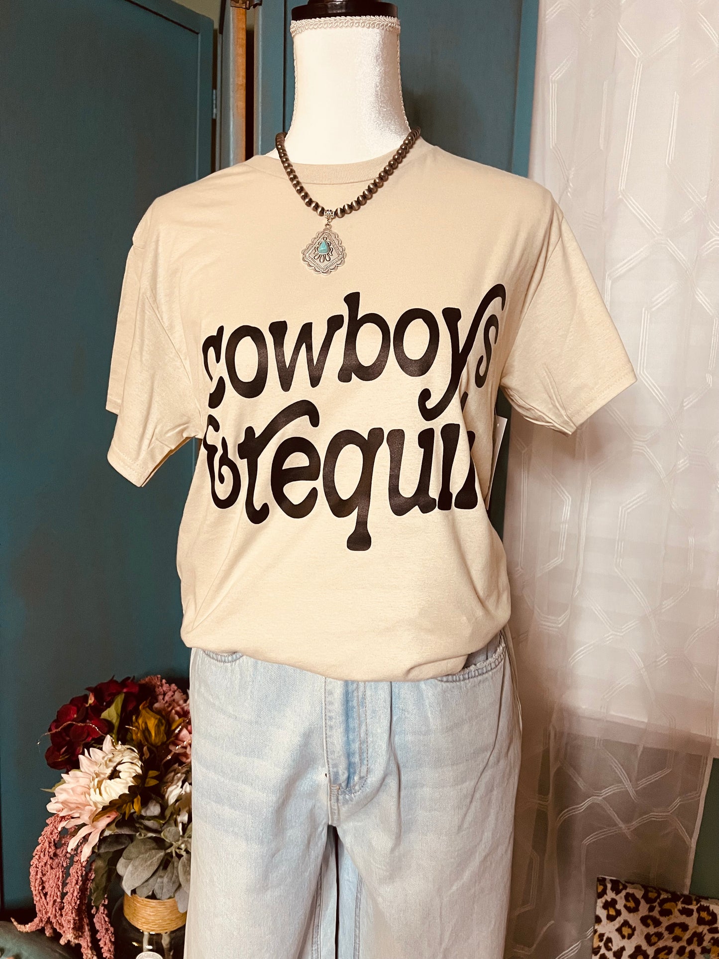 Western & Wasted Tee – Cowboys & Tequila in Sand