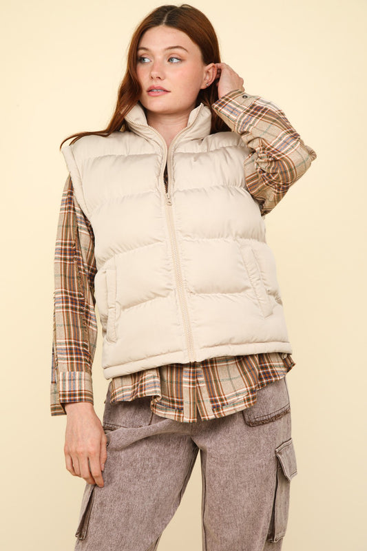 Cream Puffer Winter Vest