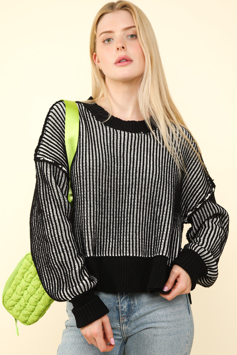 Ebony and Ivory ribbed knit sweater