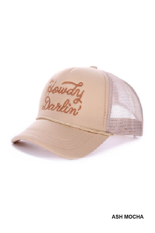Howdy Darlin Taupe Trucker Cap