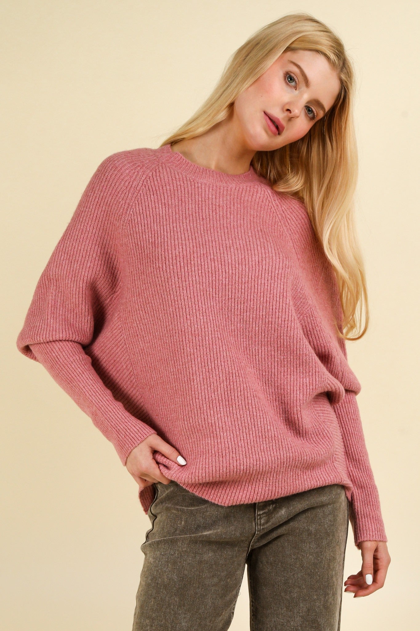 Let's Rose Cozy Chic Dolman sweater