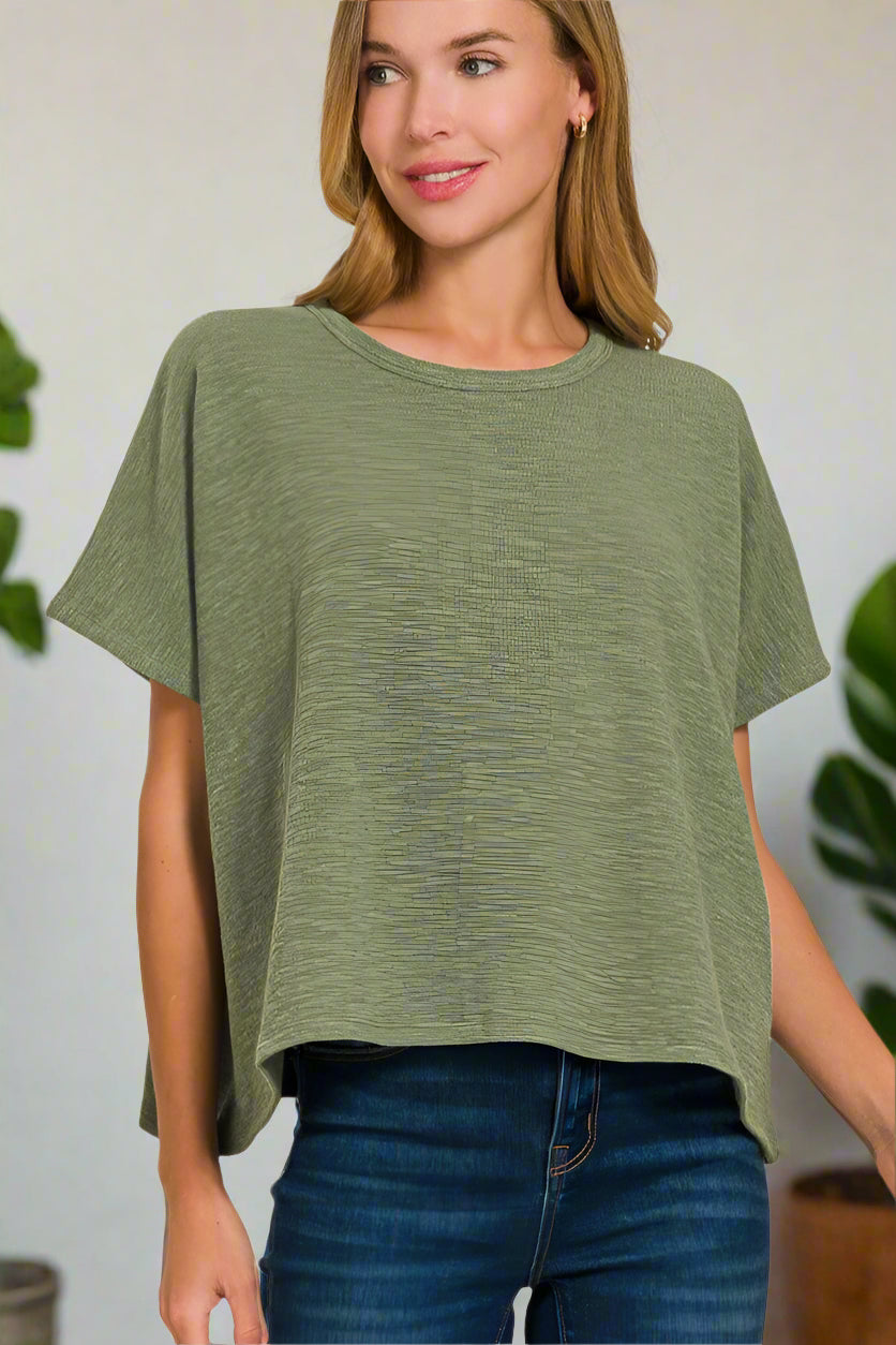 Laid Back Luxe Light Olive Slouchy Tee