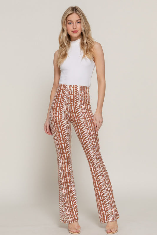 Almond Aztec Slim Flare Lounge Pants