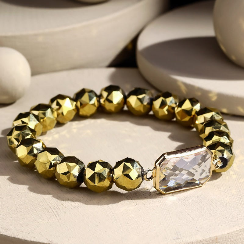 Boho Glow Stretch Bracelets – Gold Gem, Stone & Glass Mix