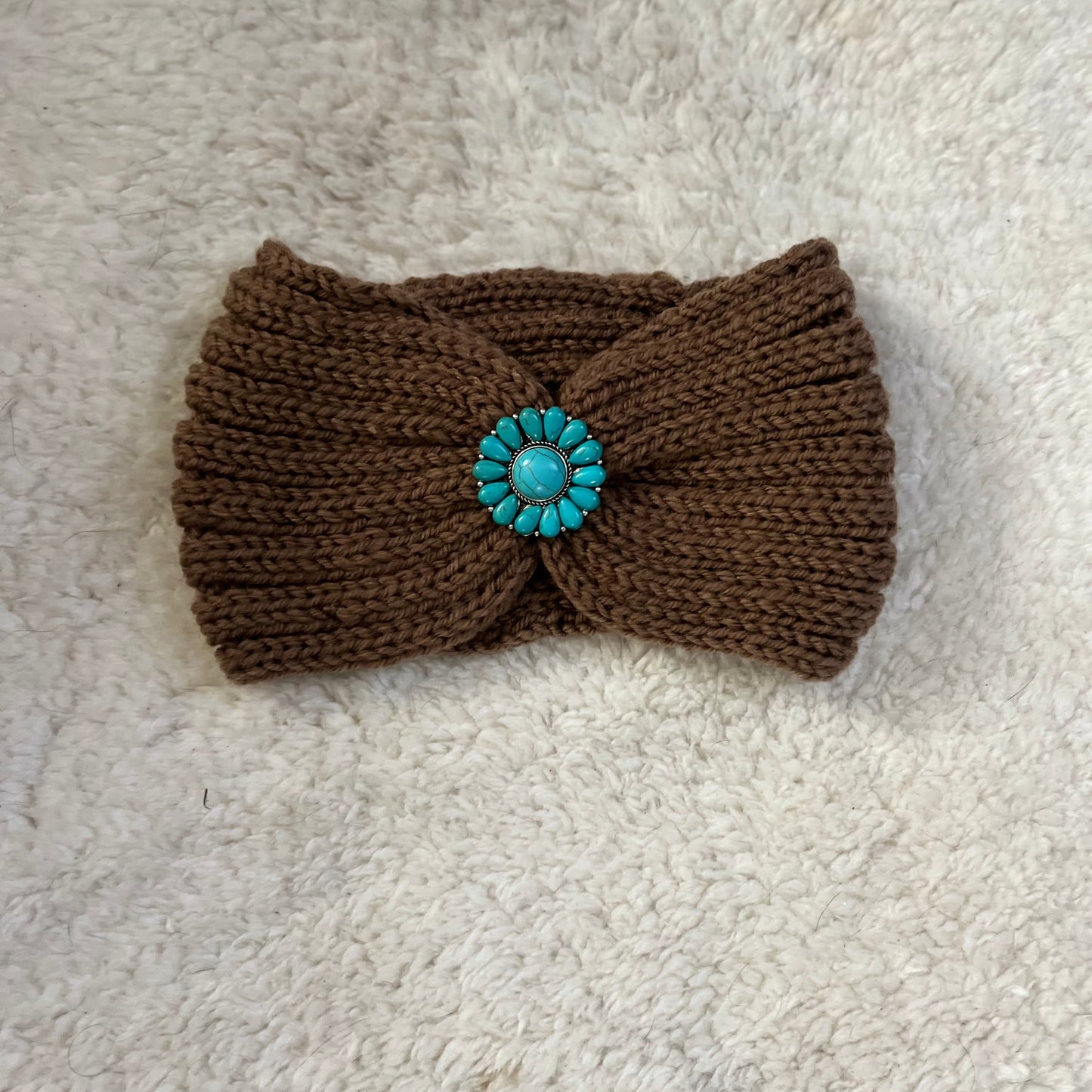 Turquoise Embellished Monica knit ear warmer