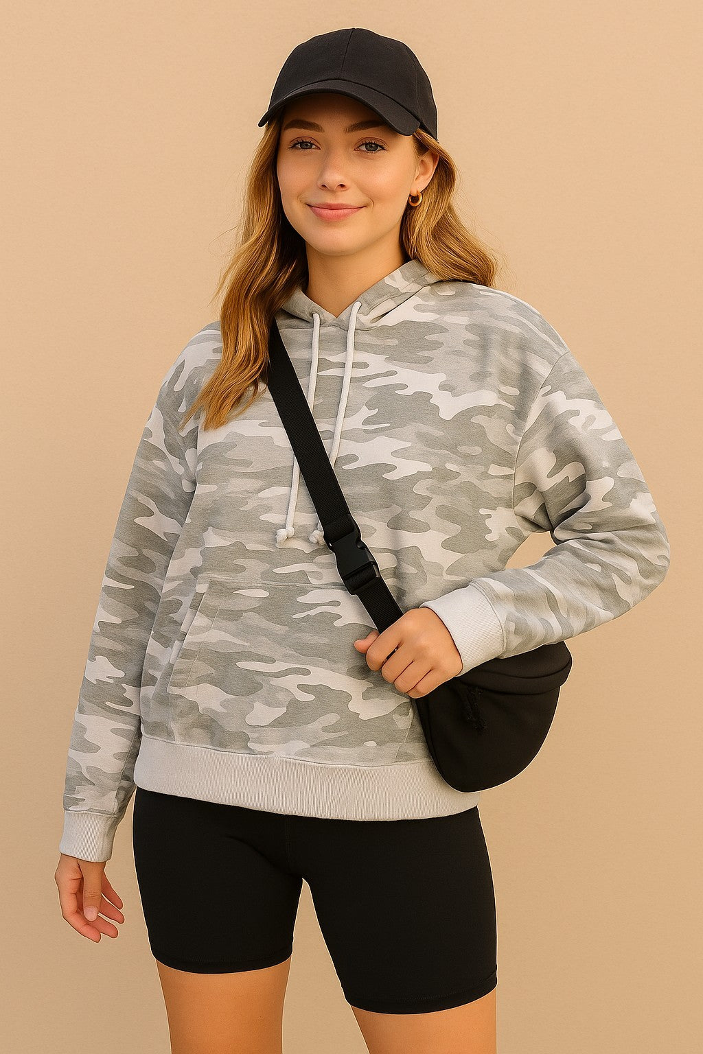 Urban Camo Comfort Hoodie – Light Grey French Terry