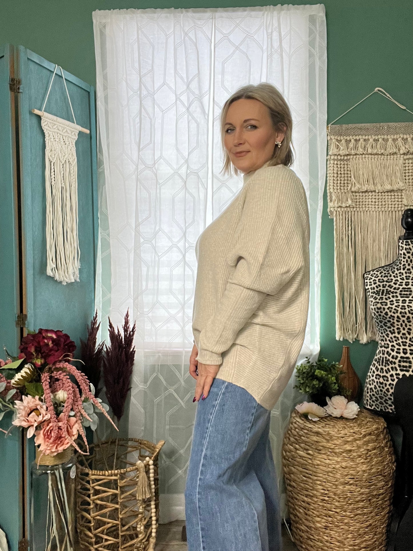 Oatmeal Cozy Chic Dolman sweater