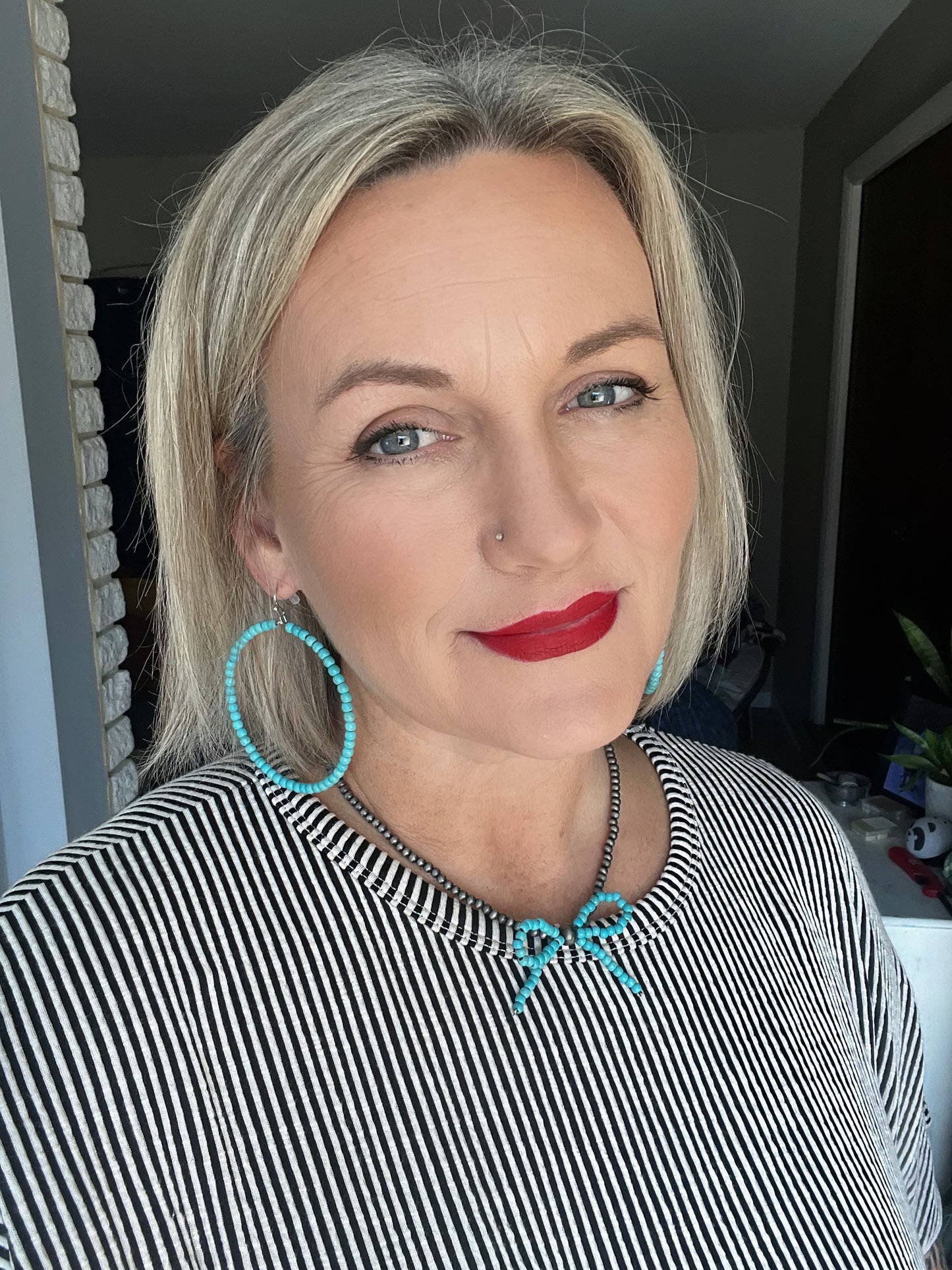 Turquoise Coquette Cowgirl Bow necklace