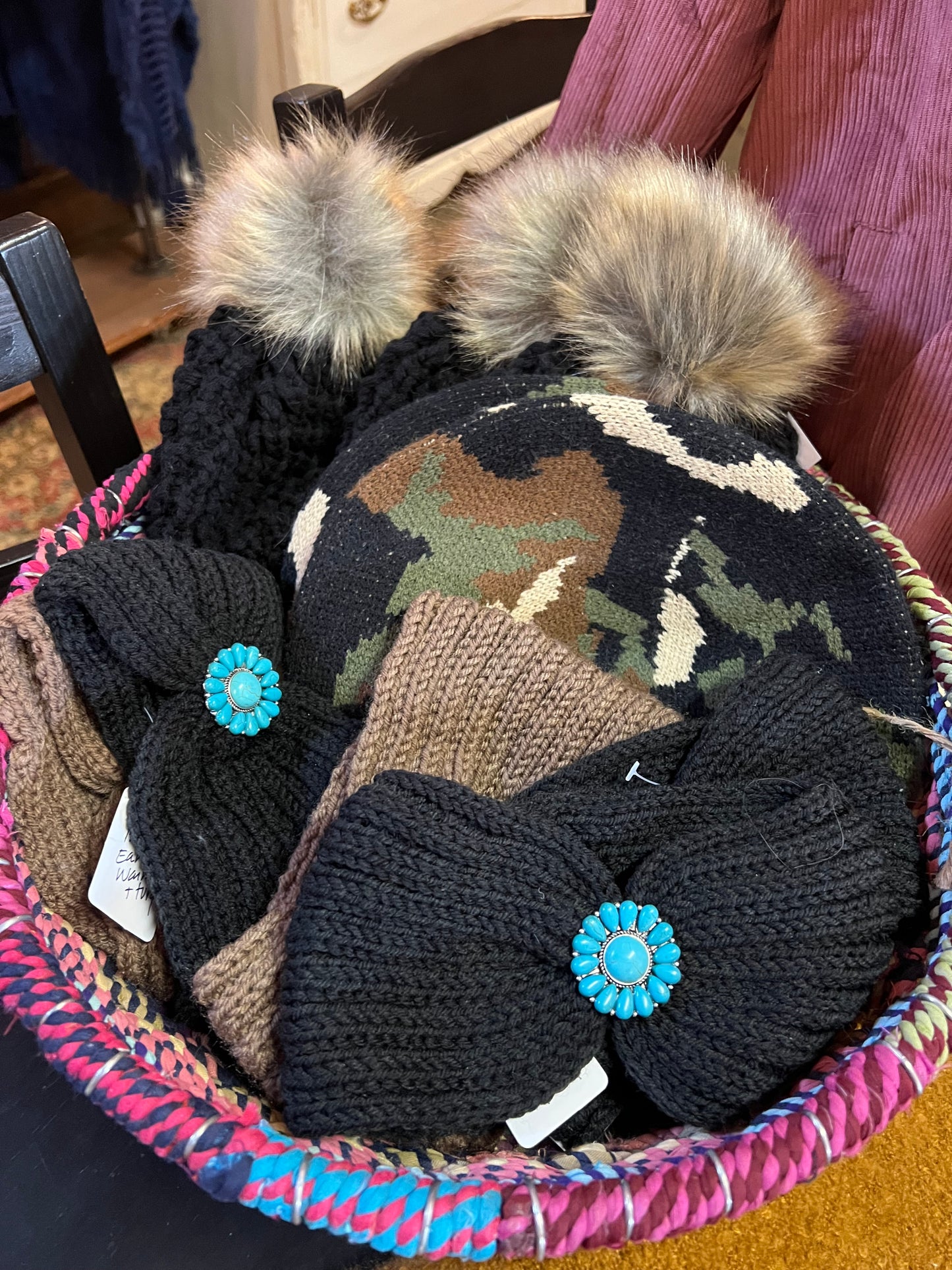 Turquoise Embellished Monica knit ear warmer