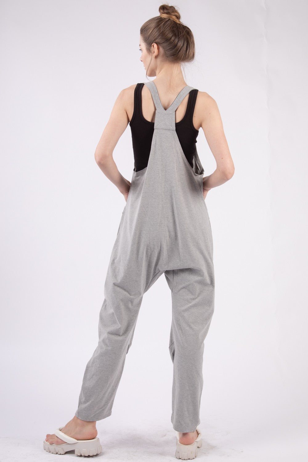 Gray Loose Knit Baggy Jumpsuit