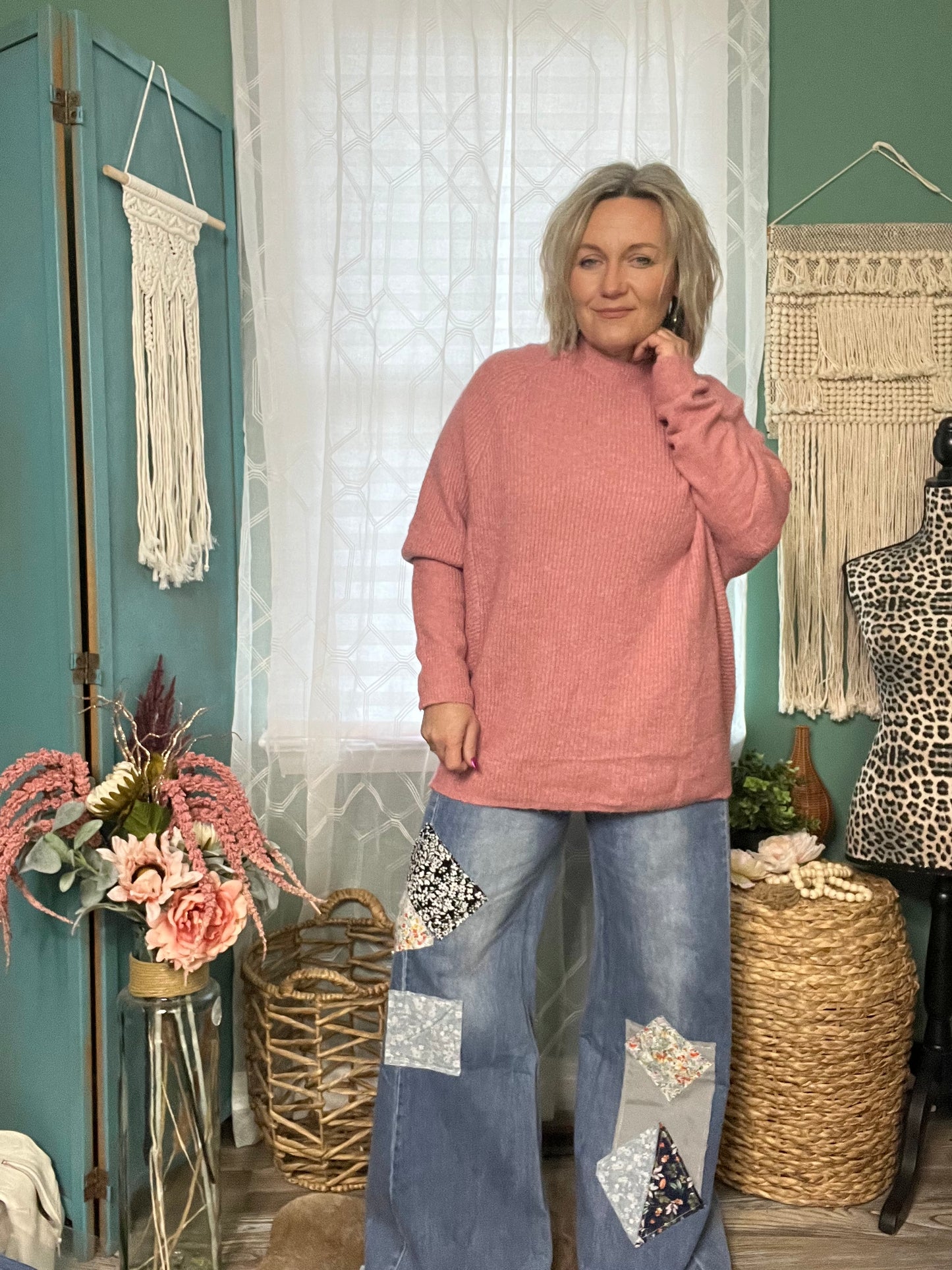Let's Rose Cozy Chic Dolman sweater