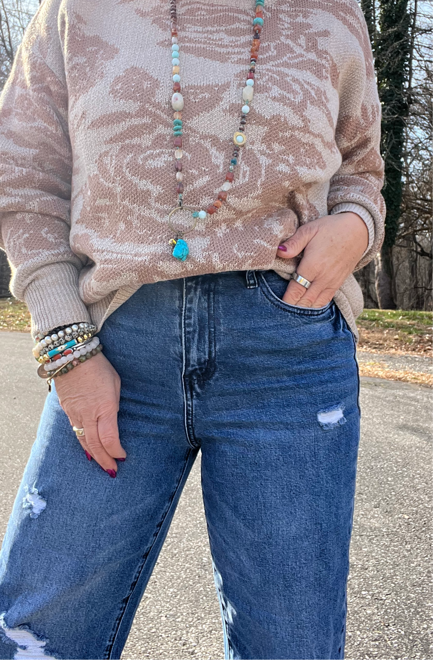 Charlotte Straight Leg High Cuff Denim Jeans