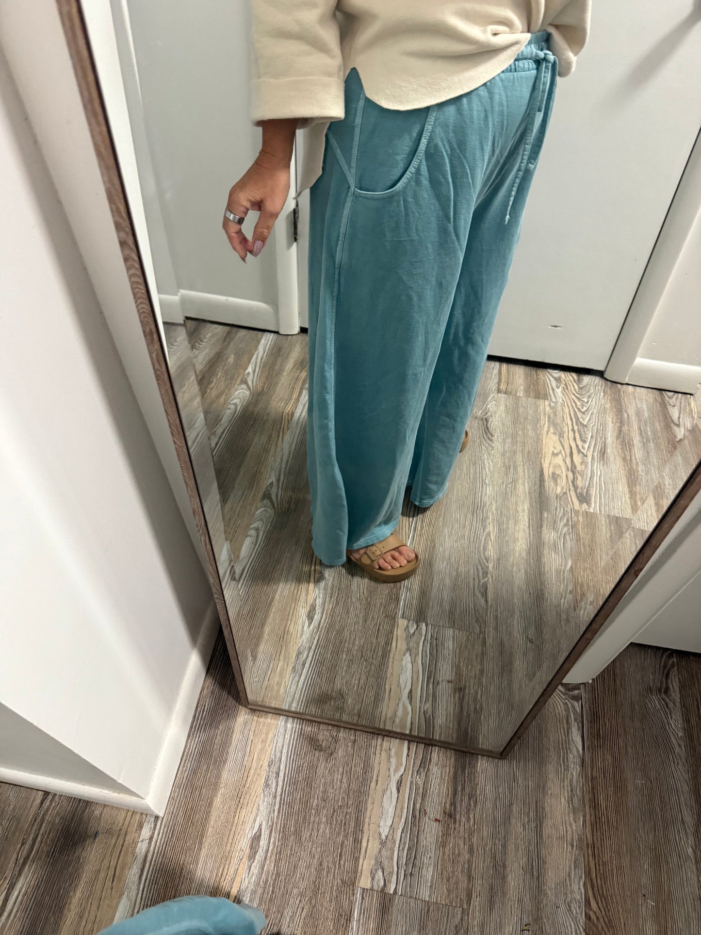 Easy Drift – Blue Grey French Terry Pigment Dyed Pants