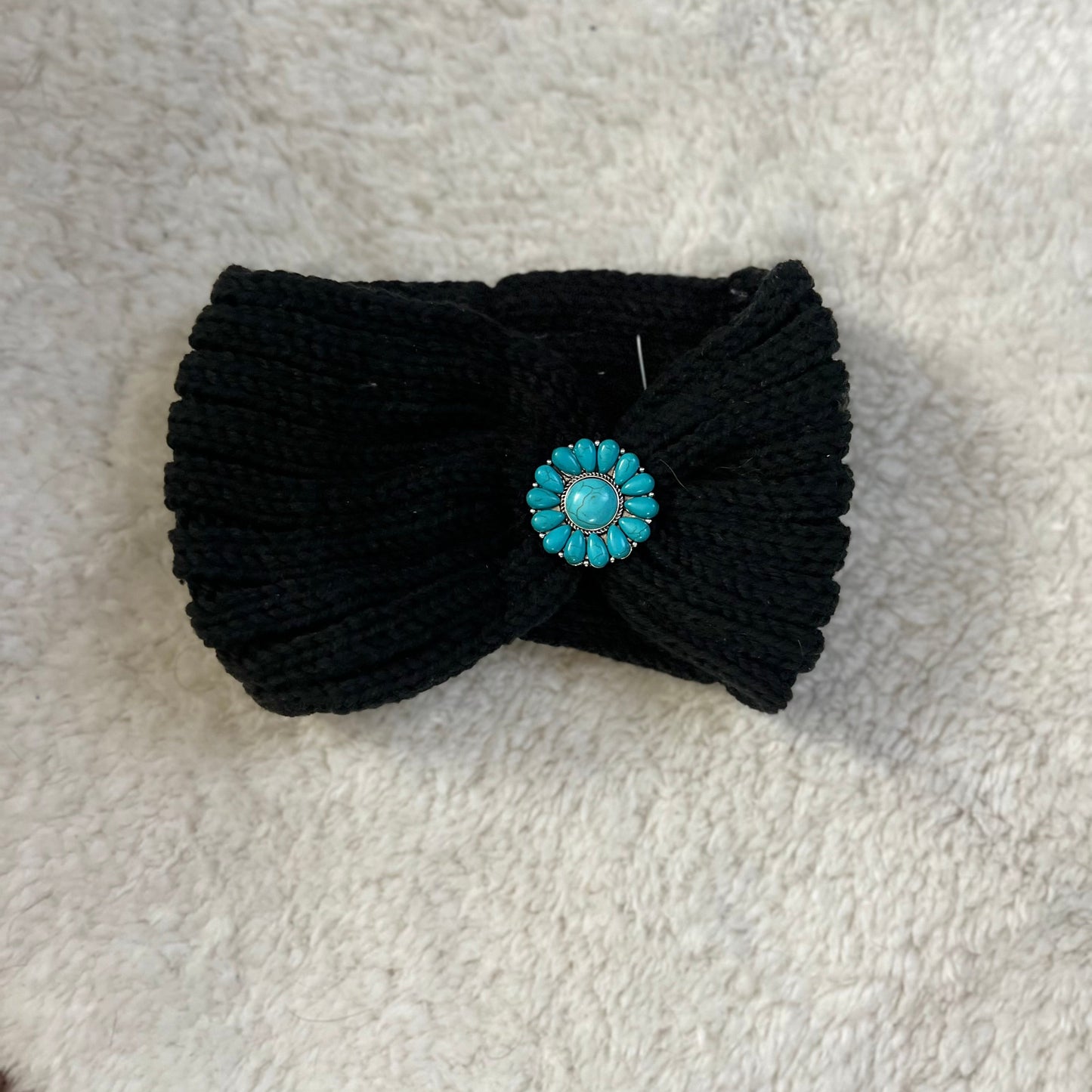 Turquoise Embellished Monica knit ear warmer