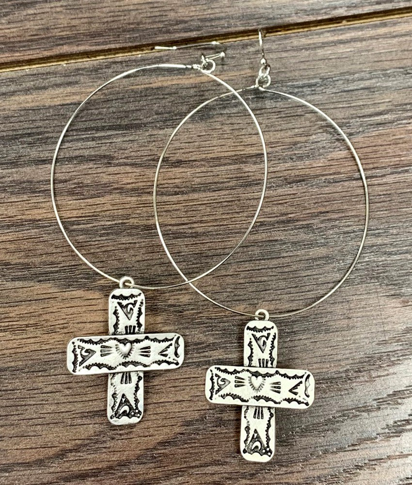 Hanging Aztec Hoop earring