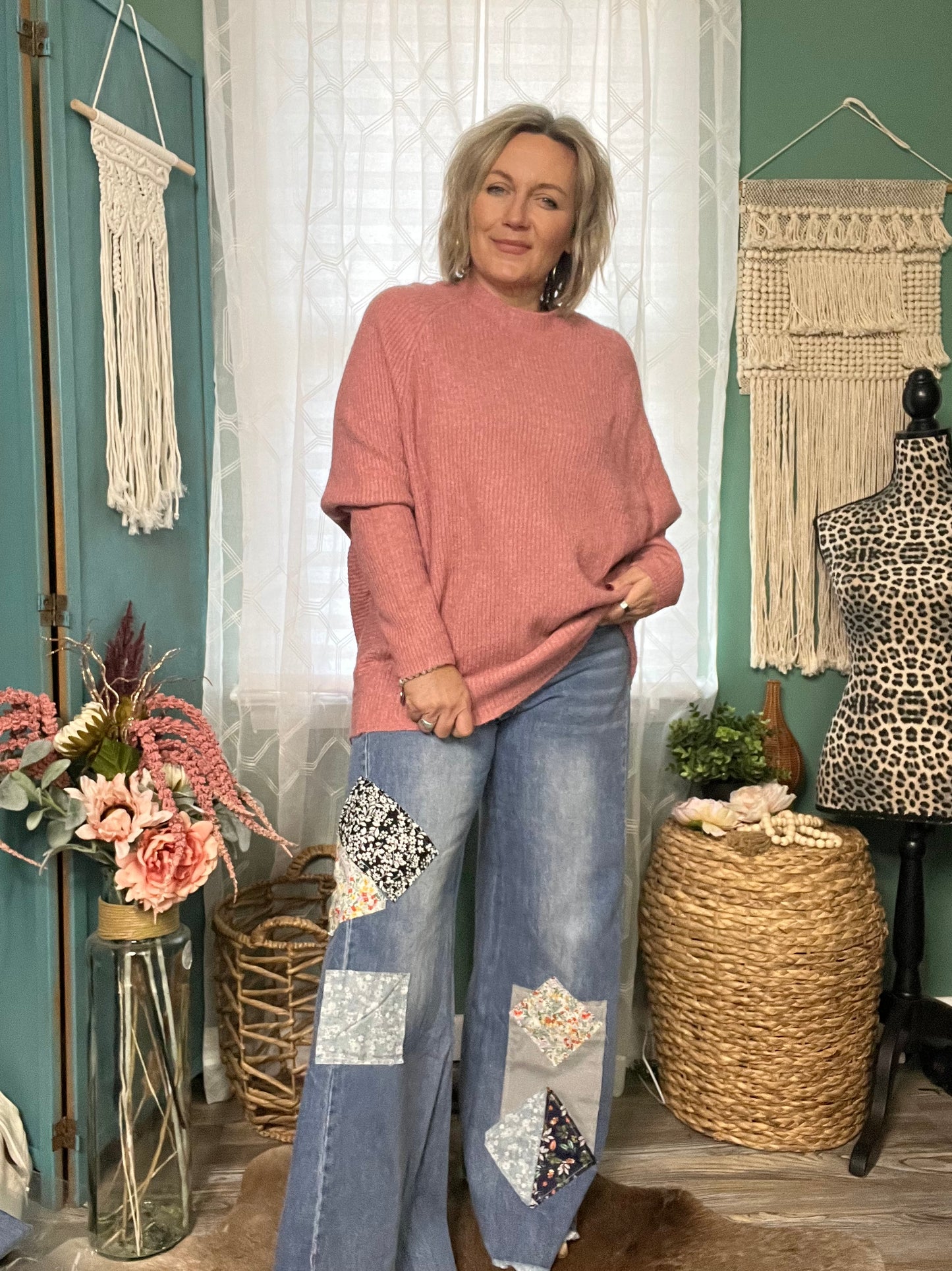 Let's Rose Cozy Chic Dolman sweater