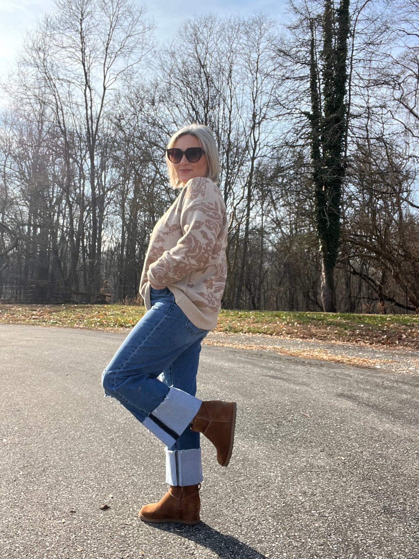 Charlotte Straight Leg High Cuff Denim Jeans