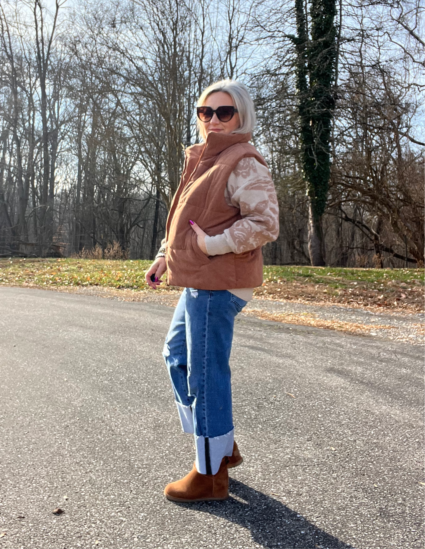 Charlotte Straight Leg High Cuff Denim Jeans