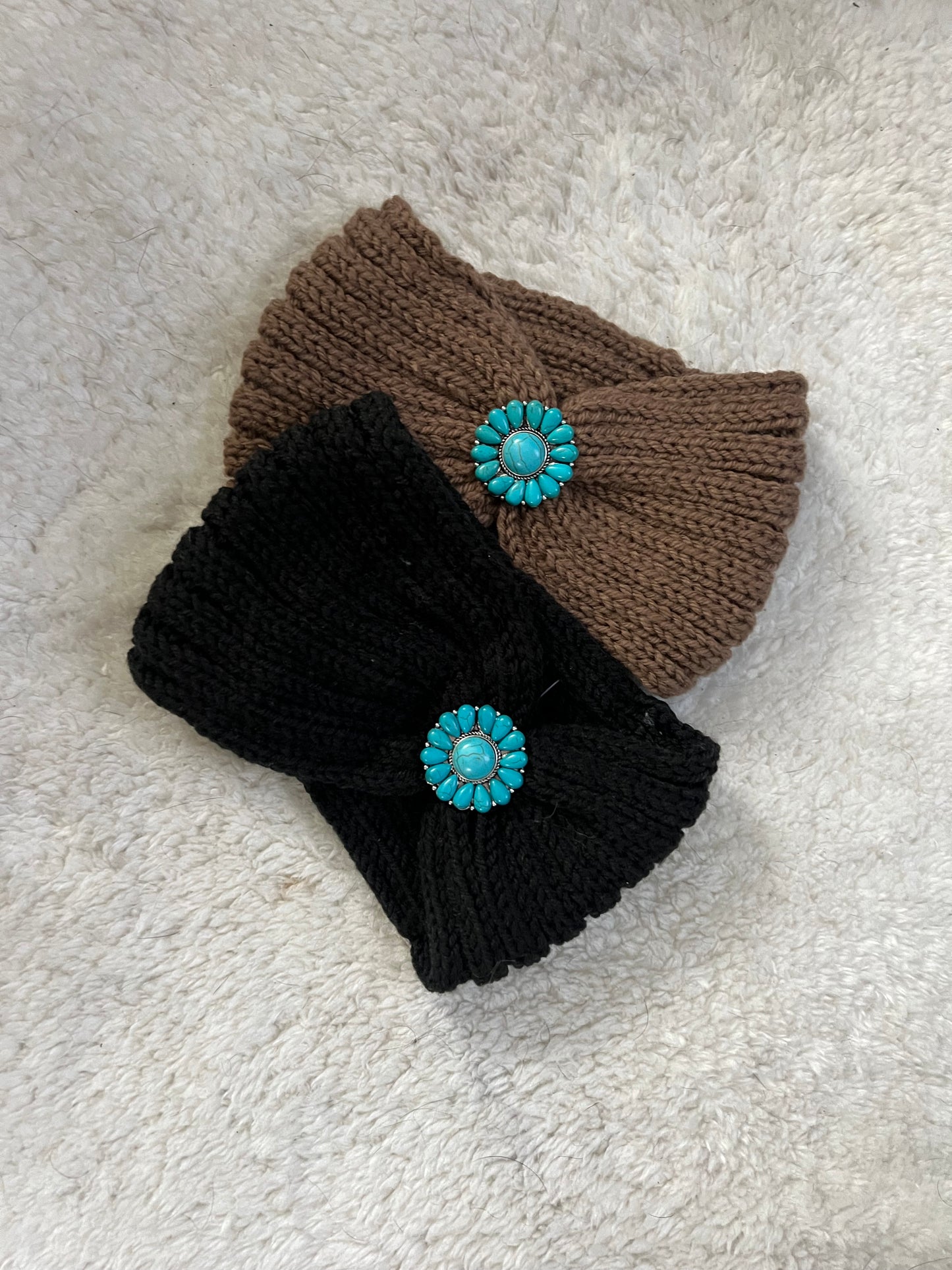 Turquoise Embellished Monica knit ear warmer