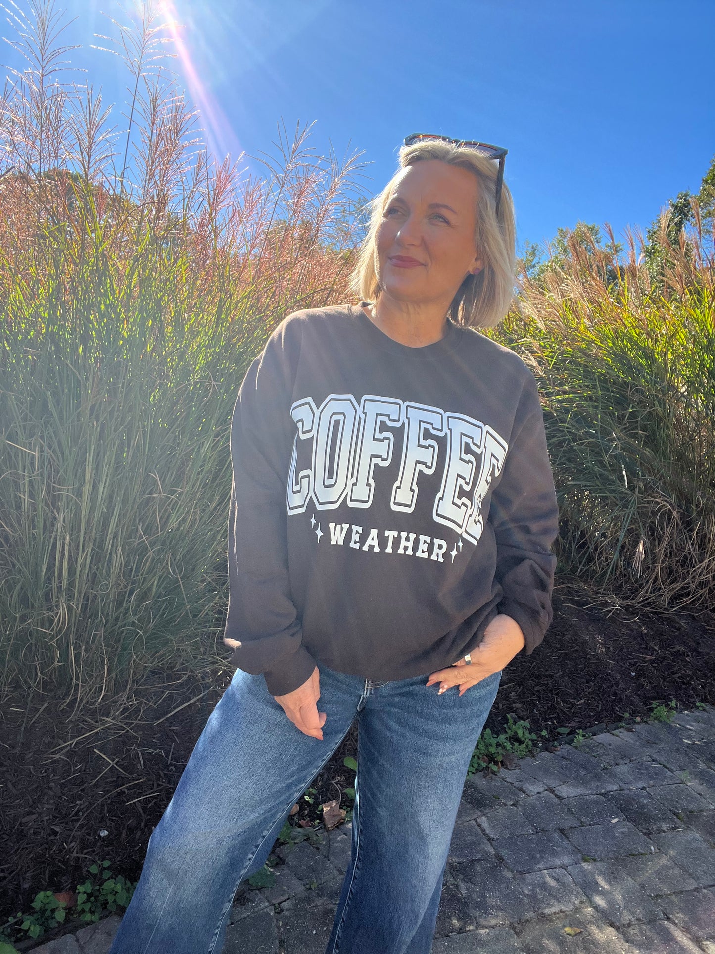 Dark Roast Coffee Weather crew neck sweatshirt