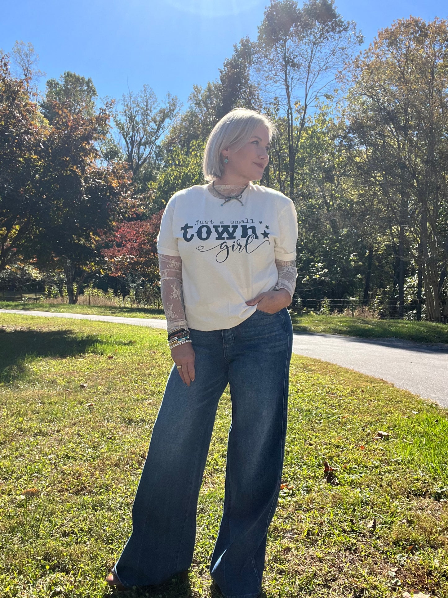 Just a Small Town Girl Cream Tee