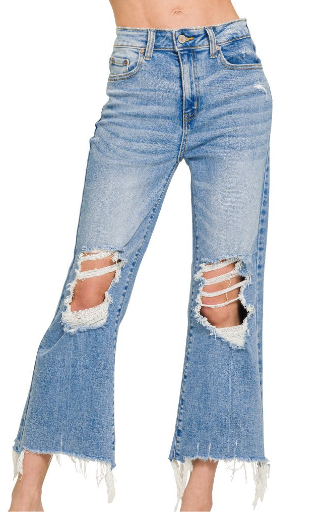 Worn Just Right Raw Hem Cropped Denim