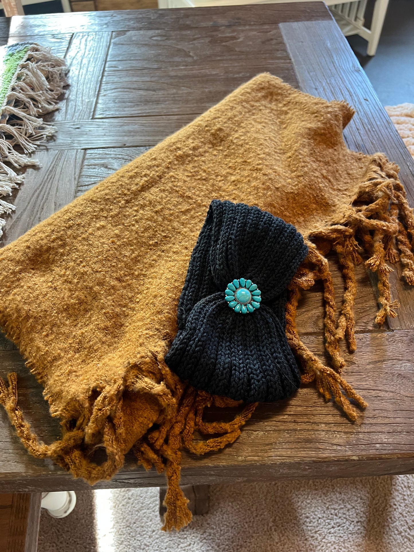 Turquoise Embellished Monica knit ear warmer