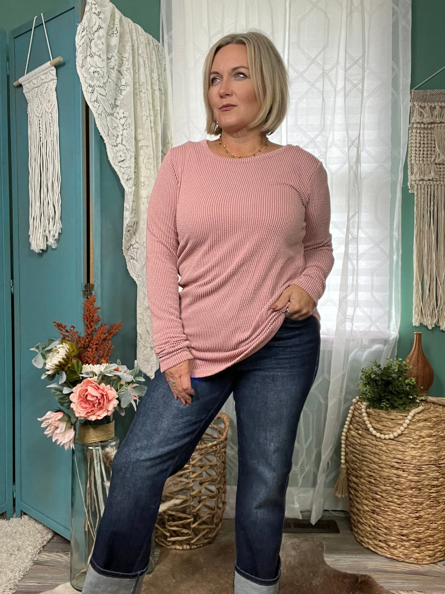 Dusty Mauve Urban ribbed Long Sleeve Top