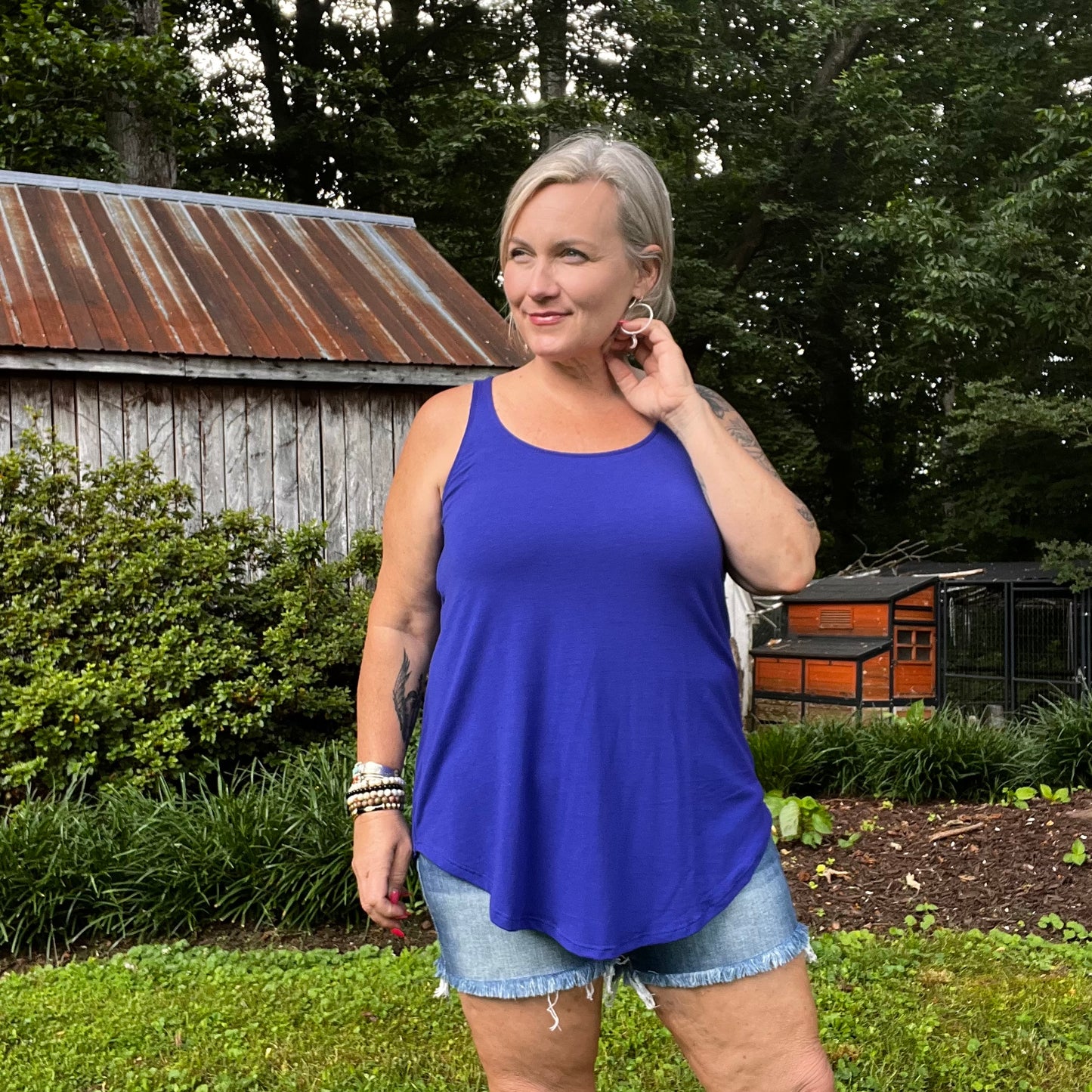 Royal blue round neck tank