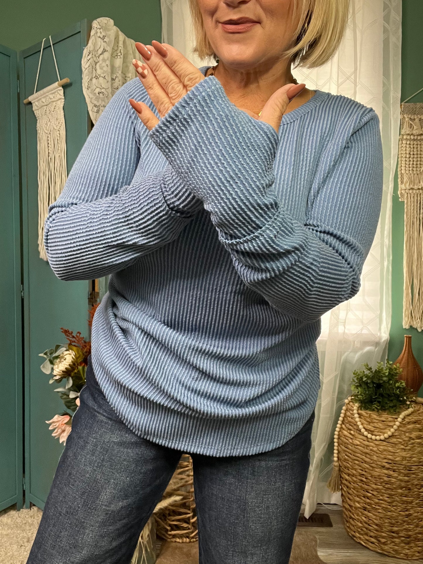 Vintage Denim Blue Urban ribbed top