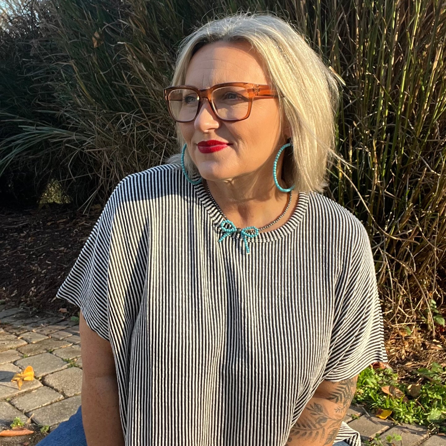 Turquoise Coquette Cowgirl Bow necklace