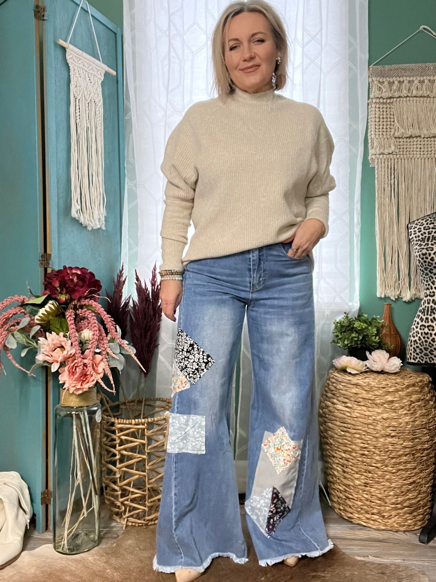 Patchwork Boho denim pants