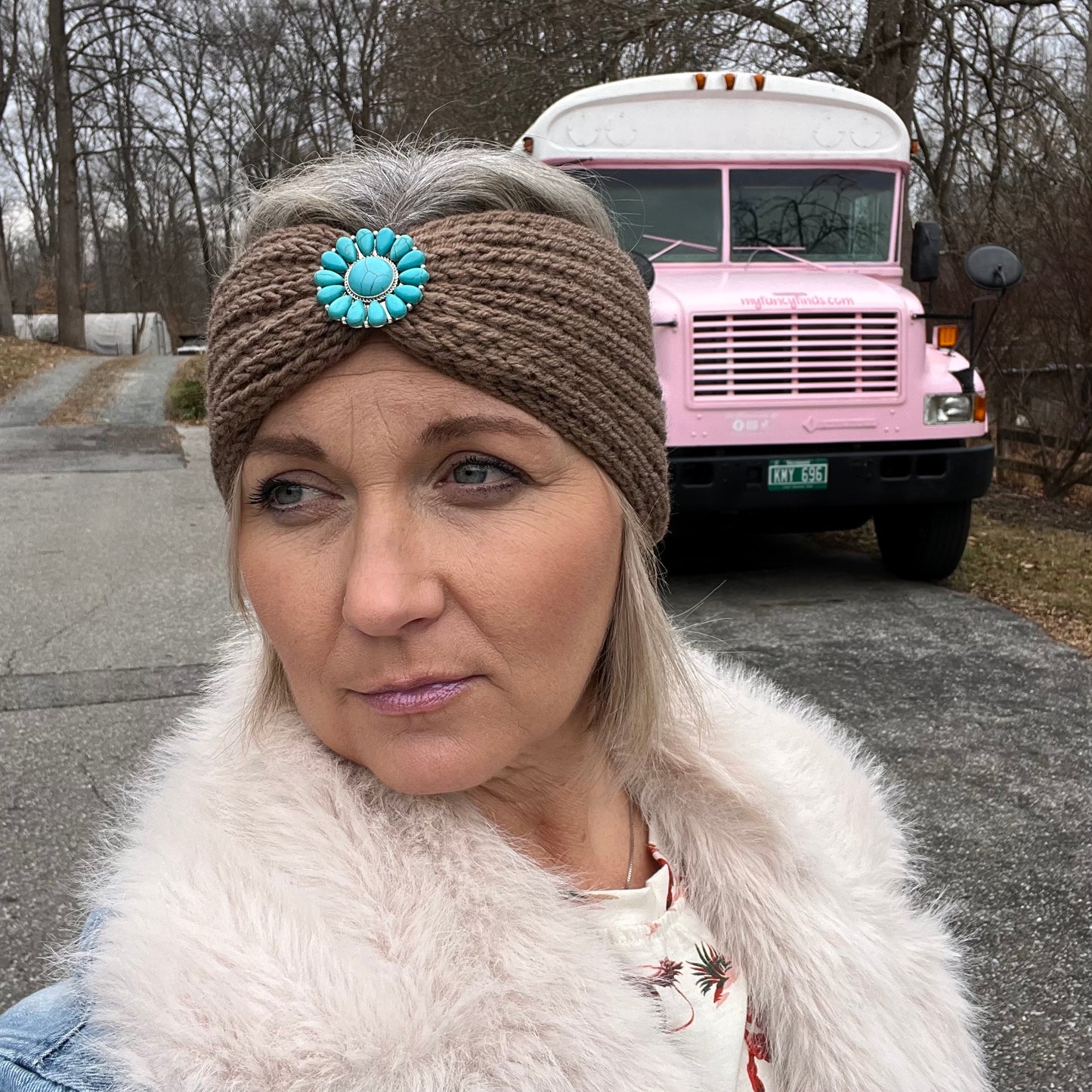 Turquoise Embellished Monica knit ear warmer