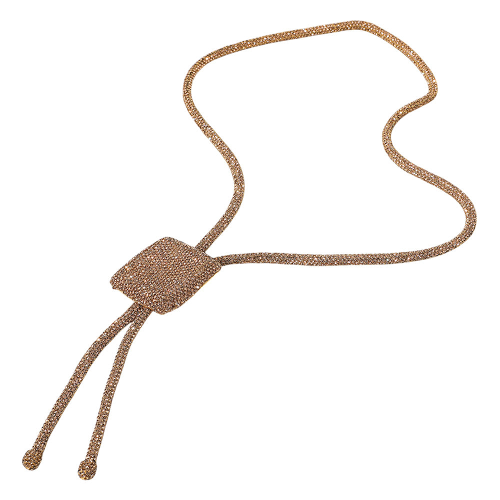Western Glam Bling Bolo Necklace – Rose Gold Shine