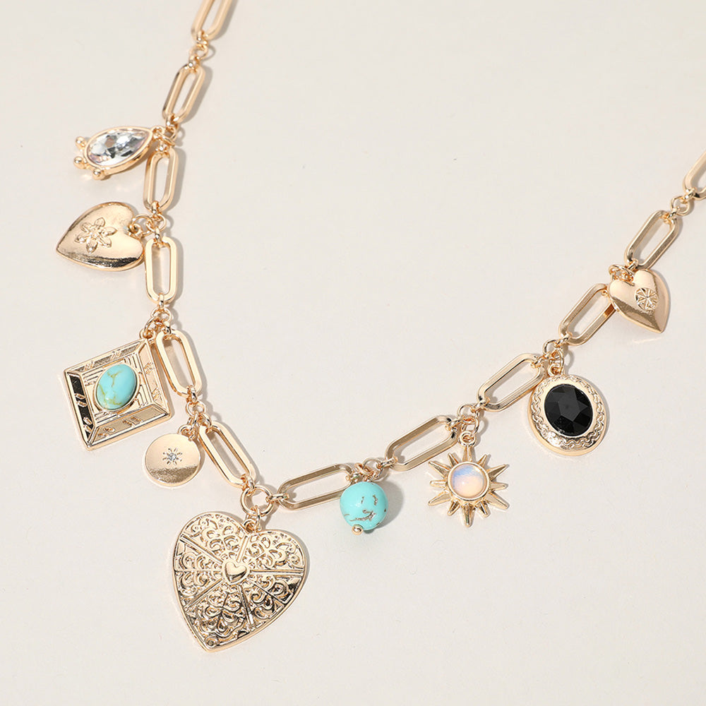 Wild Hearted Western Stone Cluster Charm Necklace