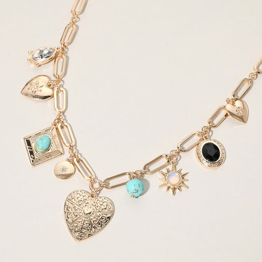 Wild Hearted Western Stone Cluster Charm Necklace