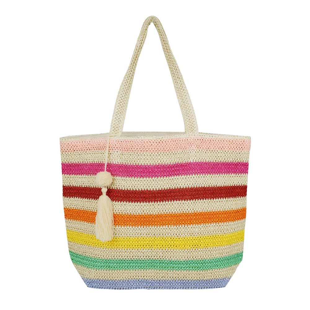 Sunkissed Stripes Oversized Straw Tote Bag