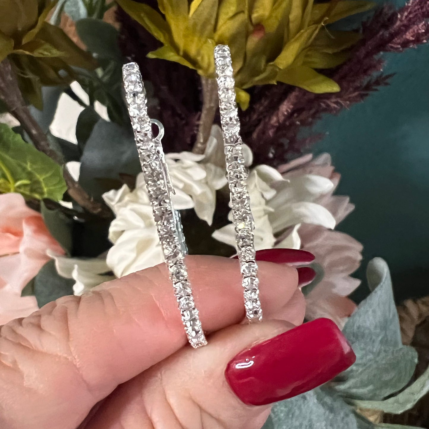 Nashville Nights rhinestone hoop earring