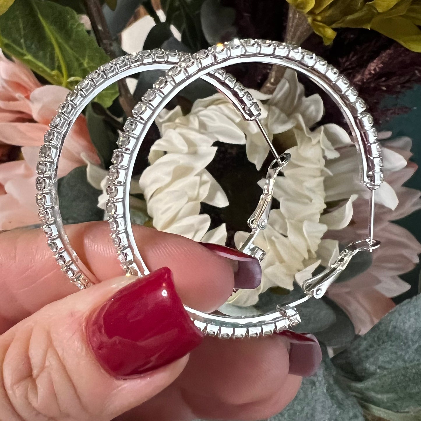 Nashville Nights rhinestone hoop earring
