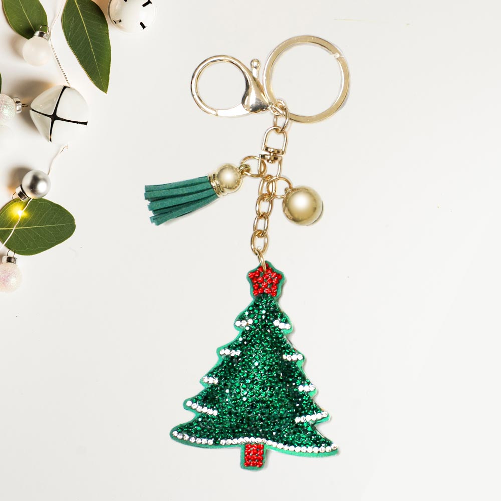 Glitzy Rhinestone Holiday pillow key chain purse charm