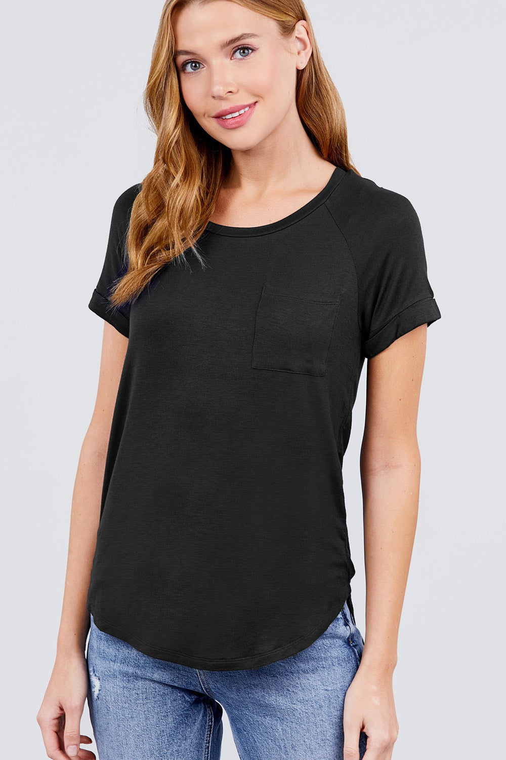 Short sleeve raglan pocket tee